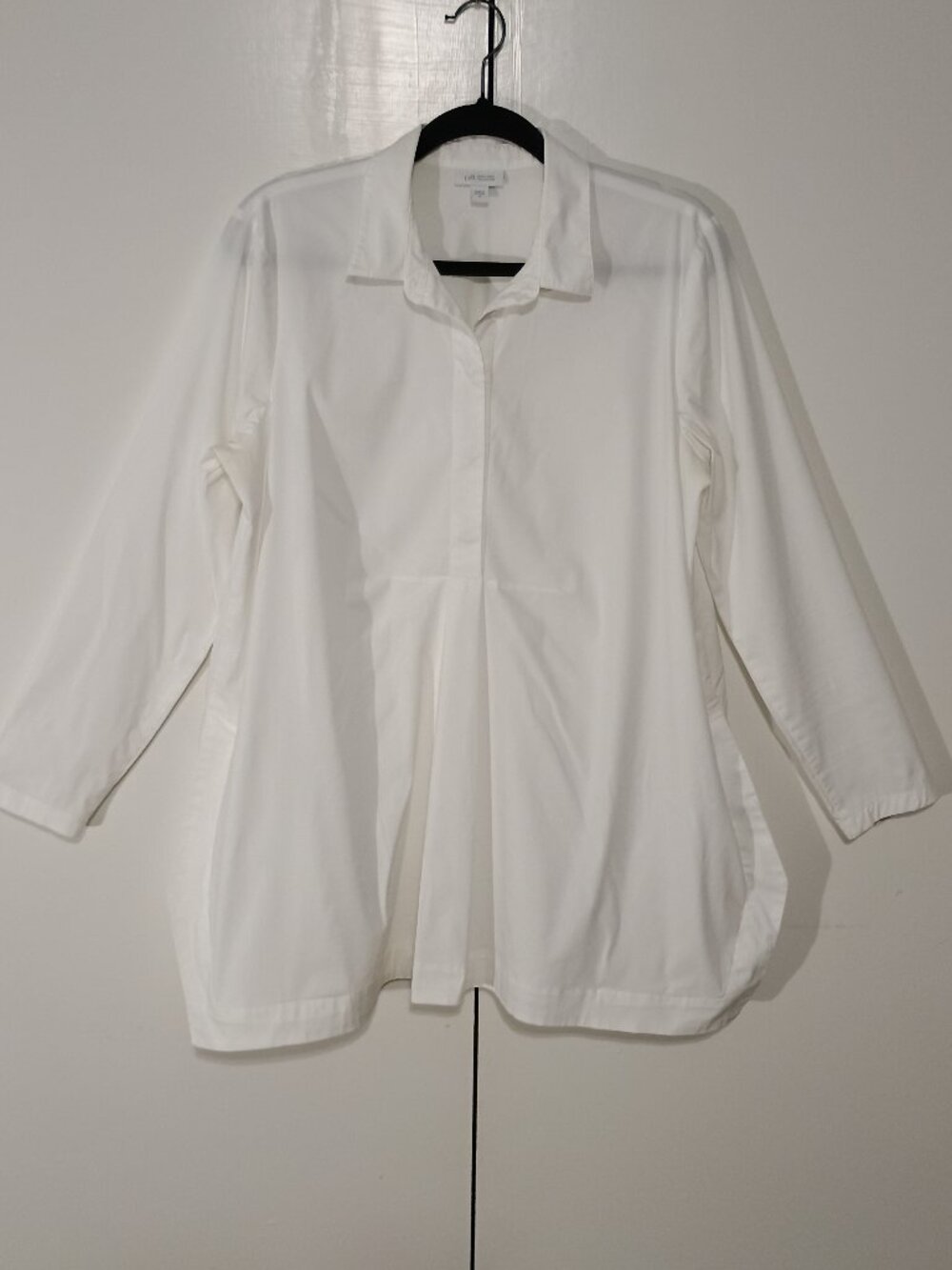J. Jill White Shirt Collection Medium White Pleated Button Front Tunic Blouse - Picture 2 of 8